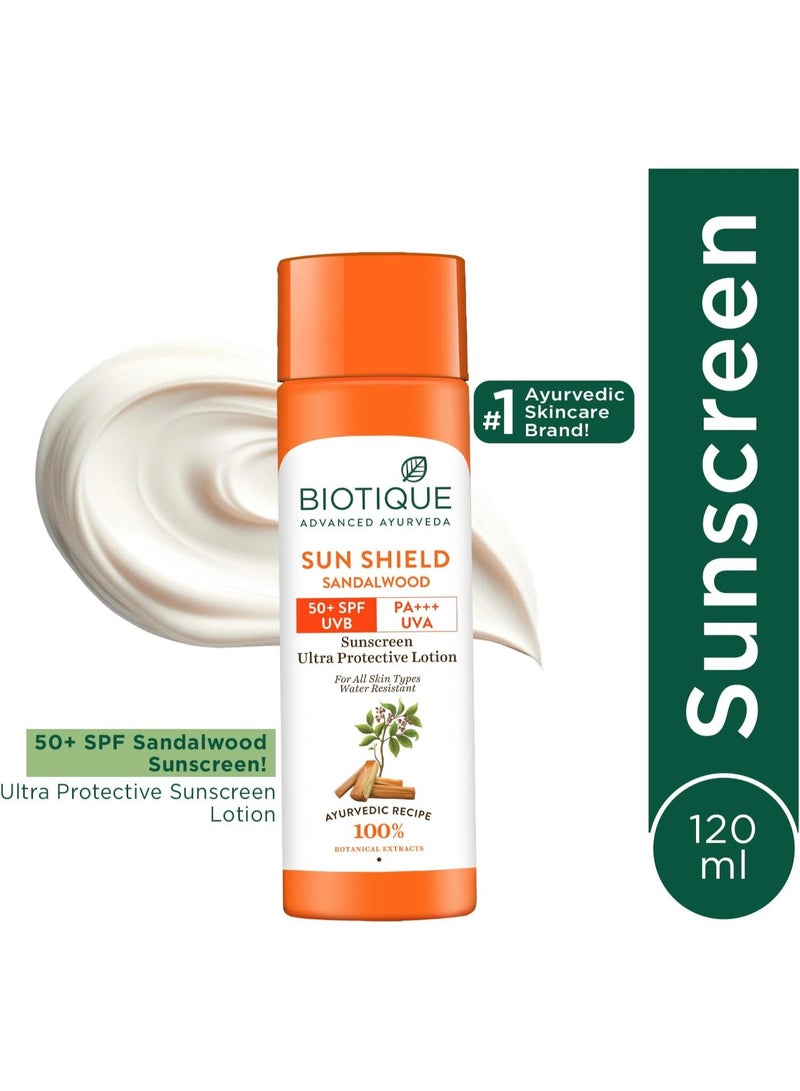 Biotique Bio Sandalwood Sunscreen Ultra Soothing Face Lotion SPF 50+ |Ultra Protective Lotion| Keeps Skin Soft, Fair and Moisturized| Water Resistant| For All Skin Types| 120ml - Image 2